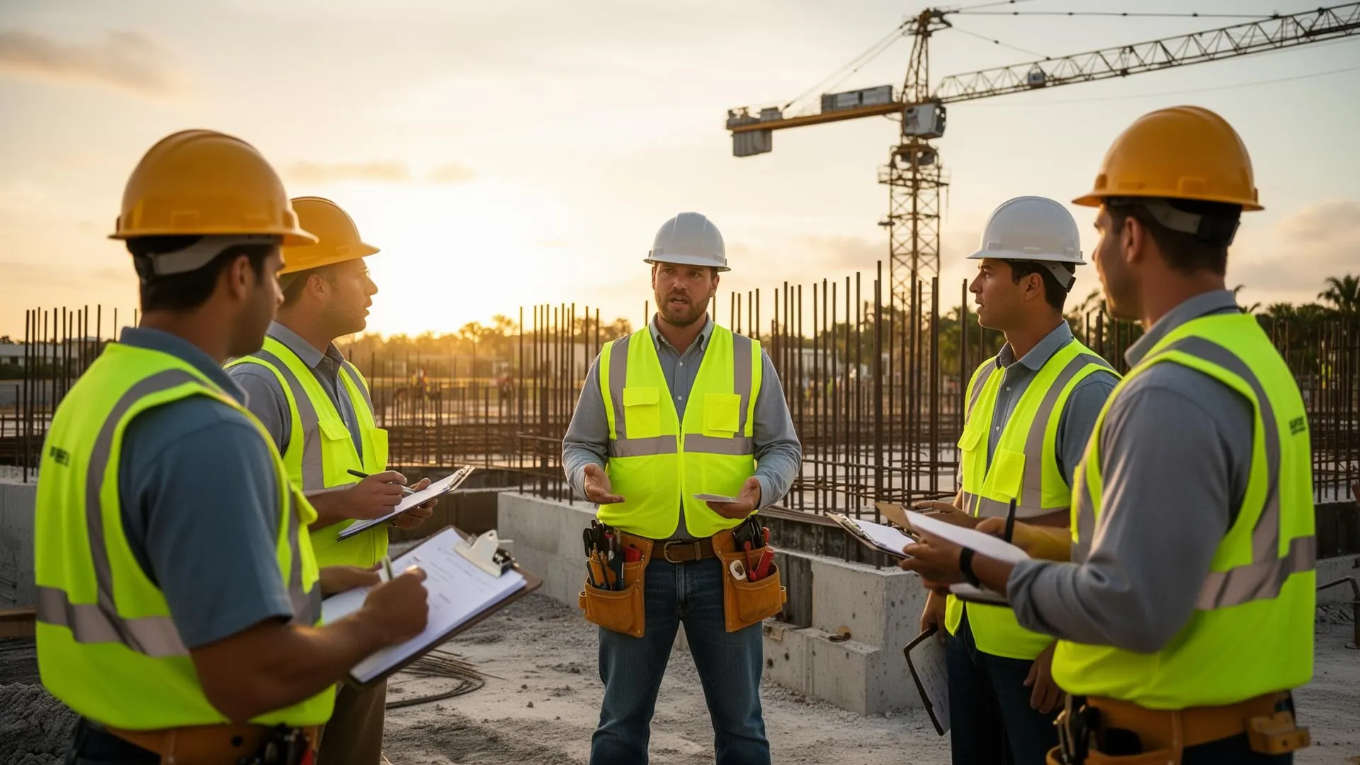 Bedrock foreman leading a toolbox safety briefing